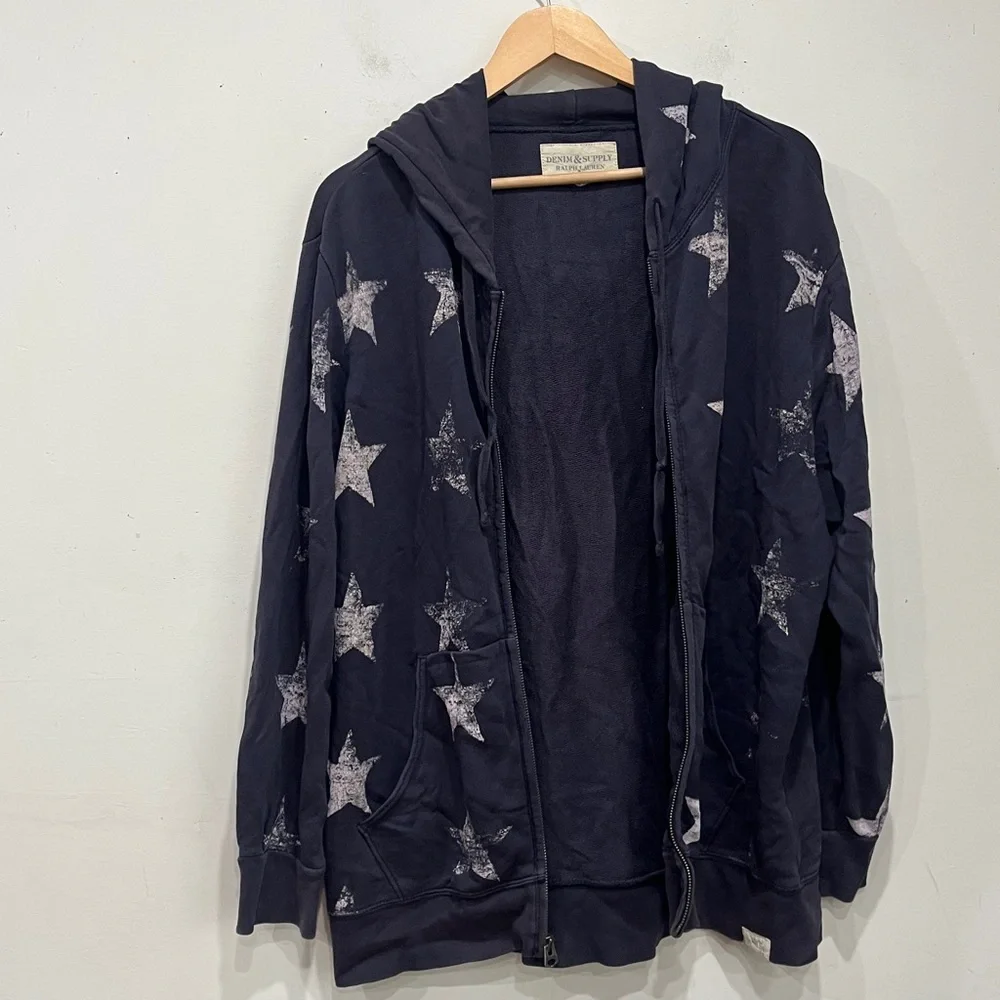 Ralph Lauren Denim & Supply Vintage US Stars Pattern Hoodie Sweatshirt XL - Picture 10 of 13